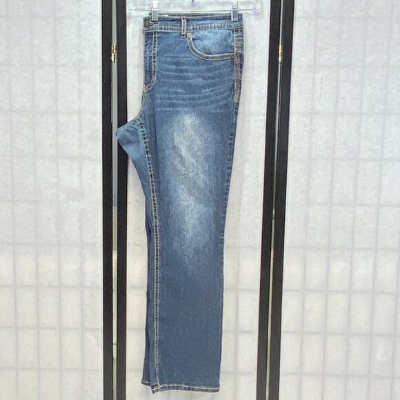 Faded Glory Embroidered Bootcut Joy Jeans 18W Medium Wash Denim Slim Fit Classic - Picture 5 of 14